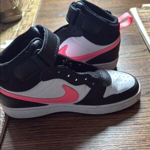 Kids Black and Pink High-Top Sneakers Nike